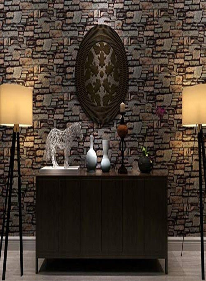 Eurotex Non - Adhesive Textured PVC 3D Stone Brick Wallpaper roll for Walls Home Renovation (57sqft/ Per roll) - 21101 - Image 5